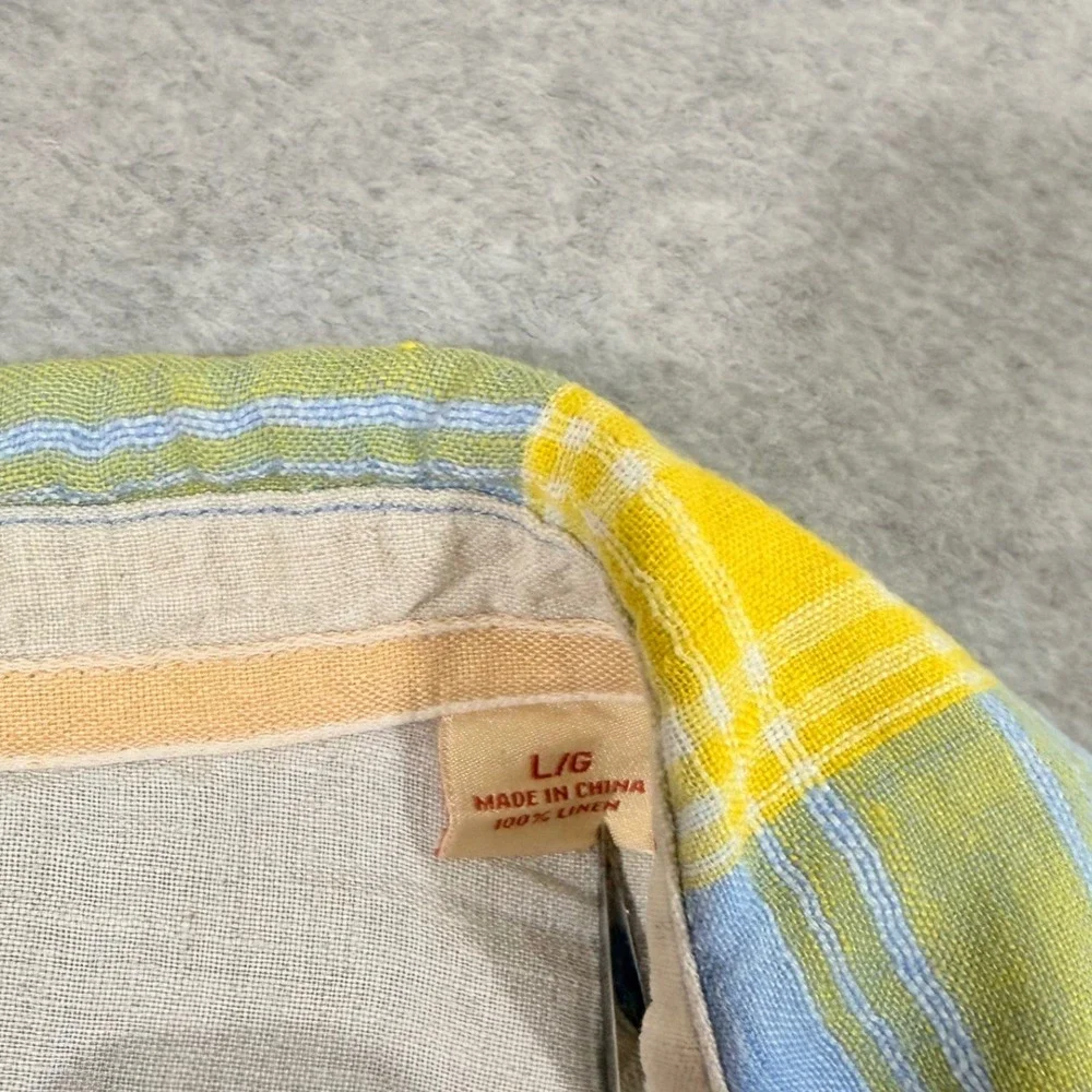 Tommy Bahama Button Down Shirt Mens‎ Large Blue Yellow Plaid 100% Linen - Picture 8 of 9